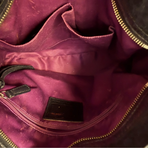 Coach Black Leather Zoe Shoulder Bag with purple satin lining Great Condition - Picture 6 of 7